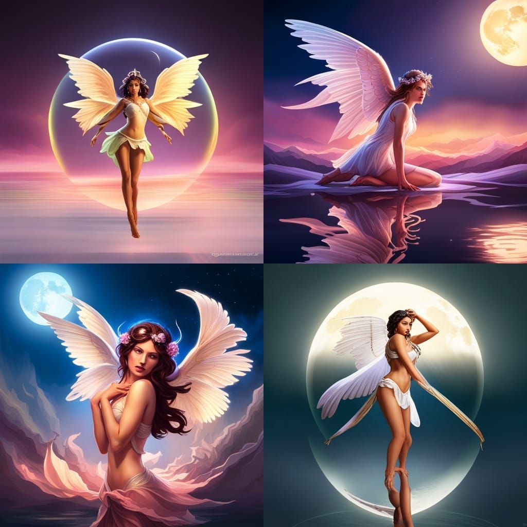 Angel Fairy Dancing by Moonlight: Hyperdetailed Digital Art