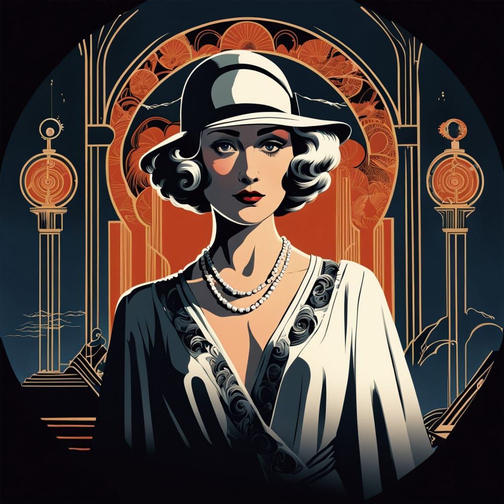 Art Deco Illustration for a Mystery Novel Cover