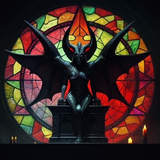 Hyperrealistic 3D Satan with Baphomet and Pentagram