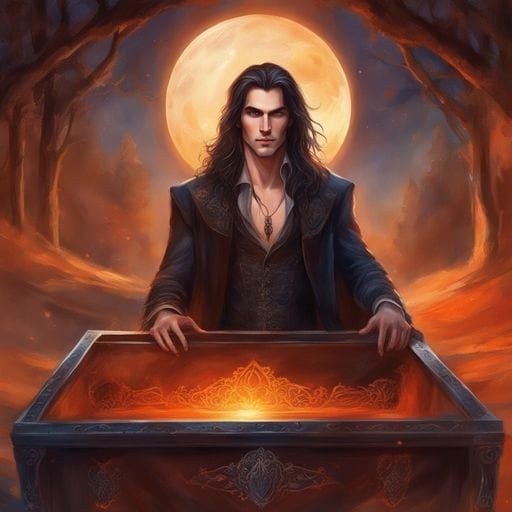 Handsome Vampire Portrait in Transylvania, Watercolor Style