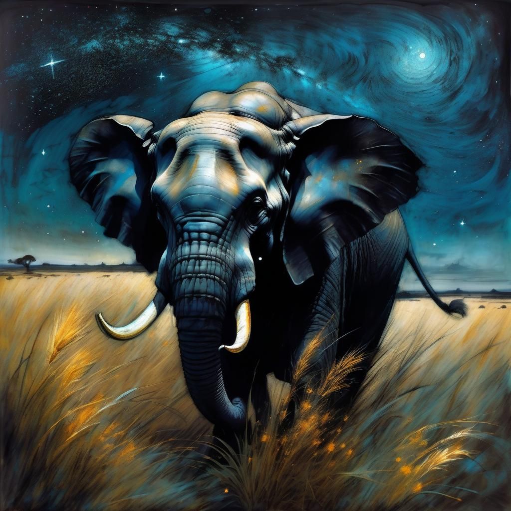 Magical Savannah Oliphant: Expressive Oil Painting