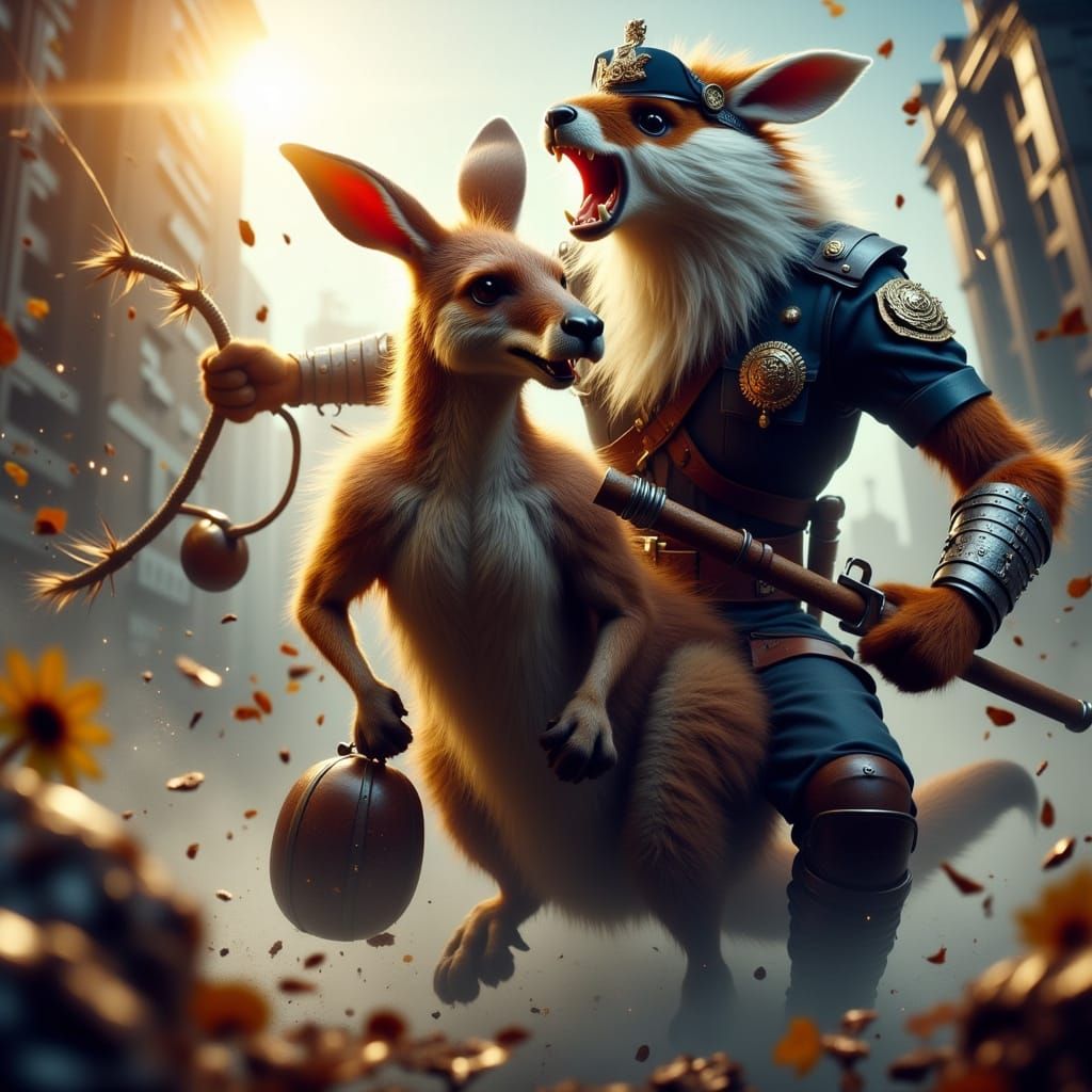 "Boomerang" the Kangaroo.& "Roo" the Supercop Being Ambushed by the Infamous Koala Gang