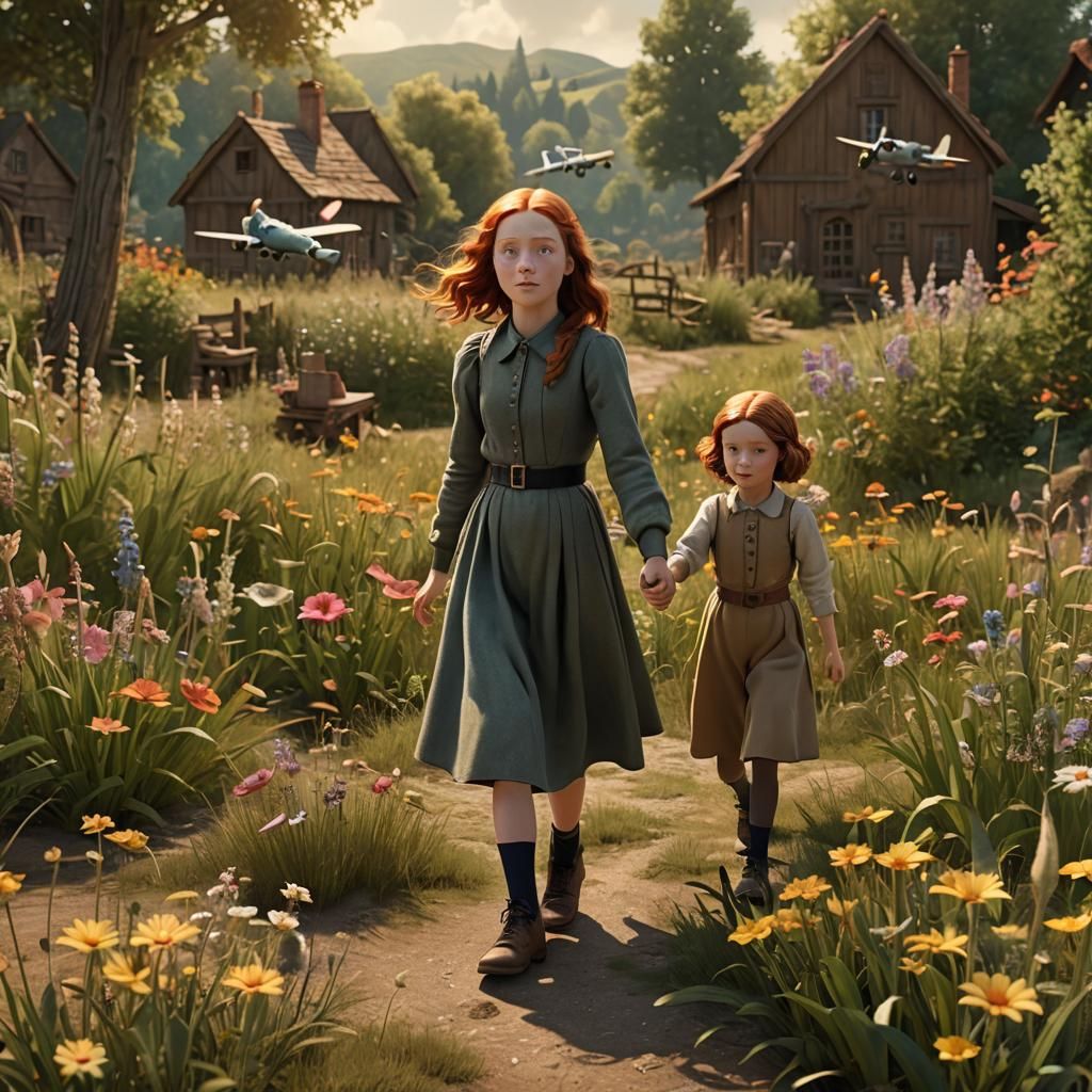 Lily Evans and Snape in Whimsical Landscape
