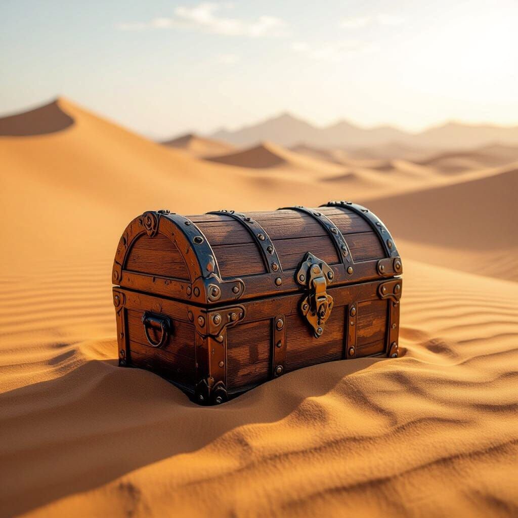 Desert Treasure Chest in Photorealistic Style