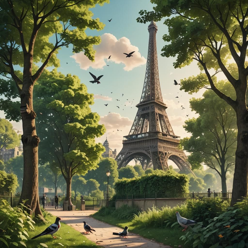 Eiffel Tower in Paris: Anime-Style Cityscape