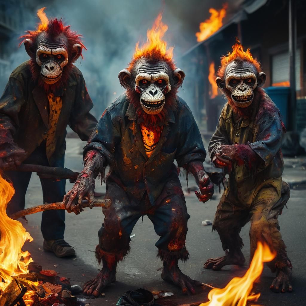 Disturbing Surreal Artwork of Zombie Monkeys and Clowns in C...