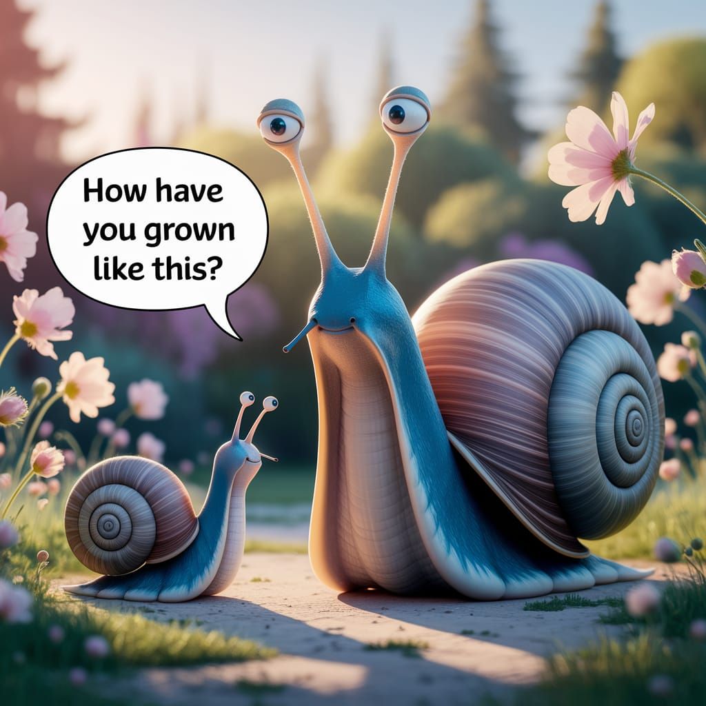 Enchanted Snail Landscape in Cartoon Style