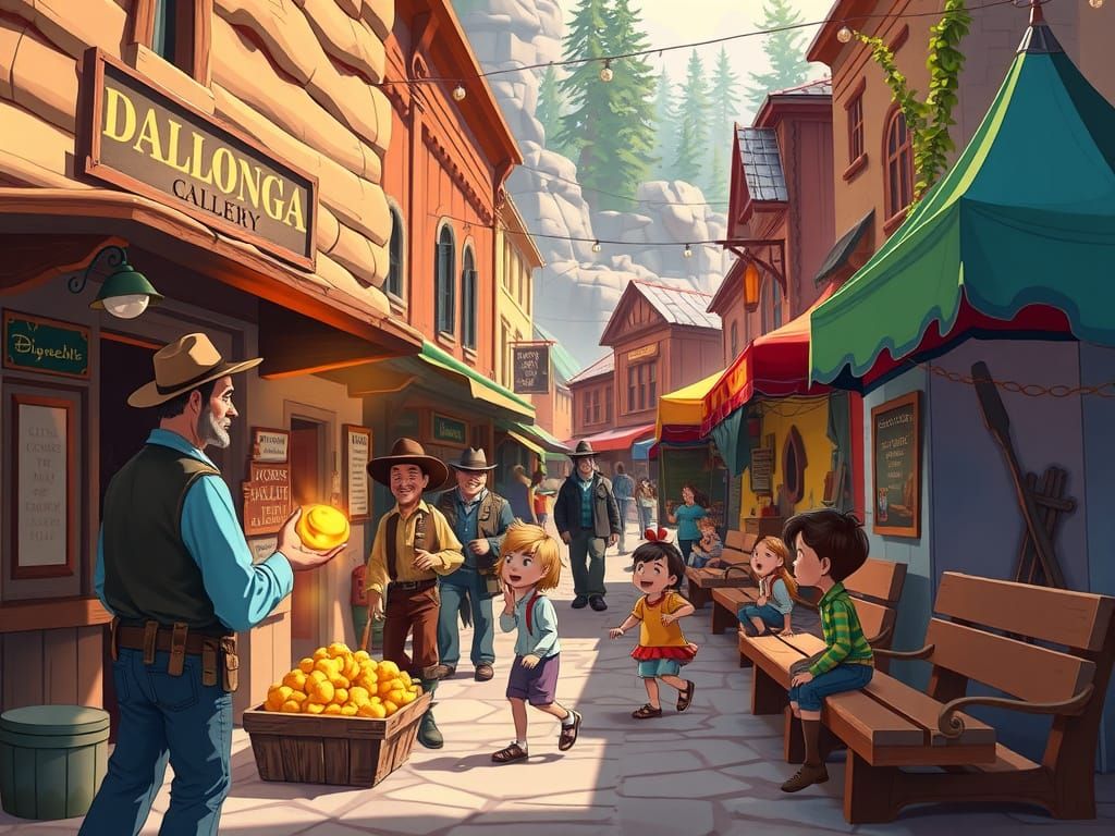 Pixar Style 19th Century Dahlonega Gold Rush Scene