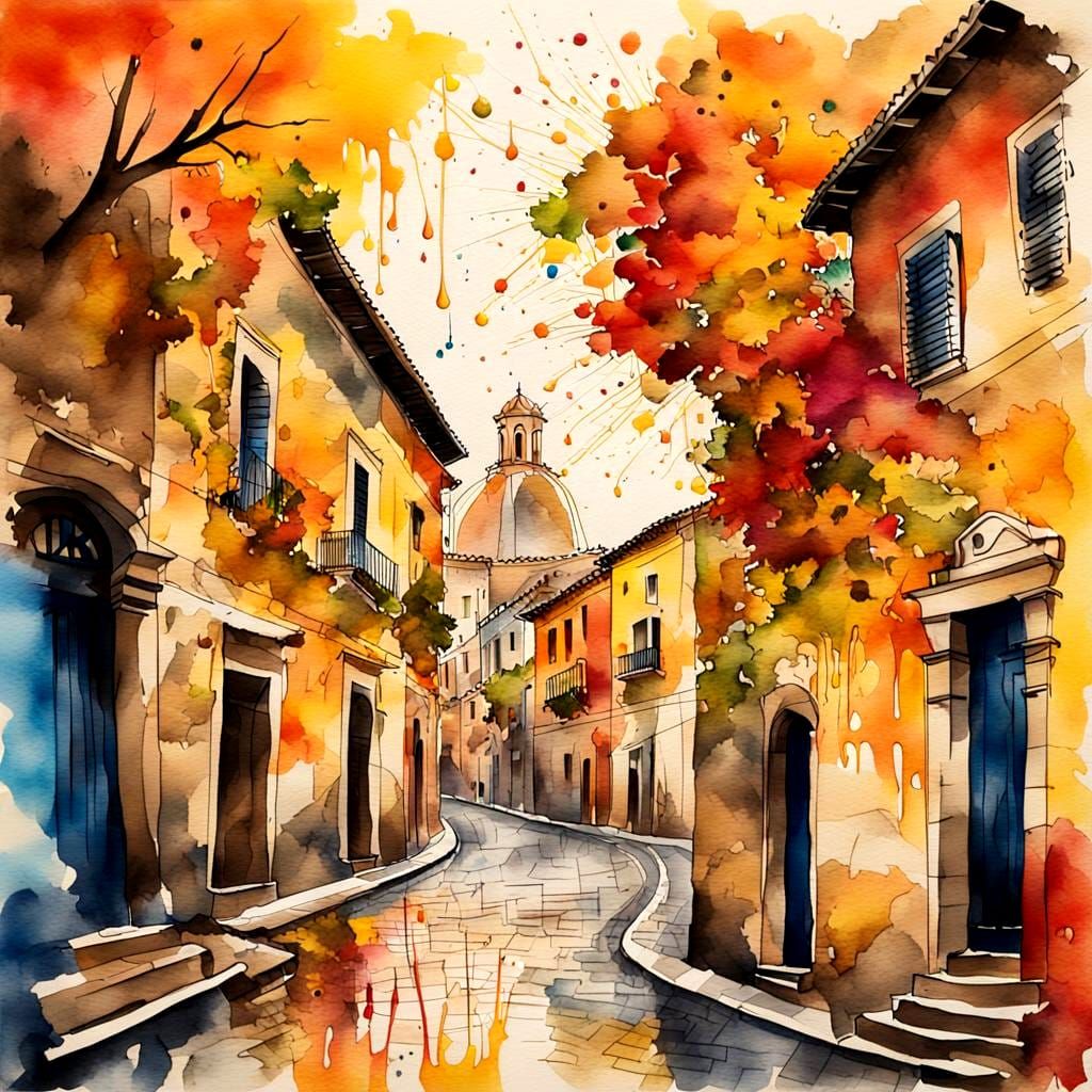 Sicily Postcard: 3D Watercolor Cityscape in Italy