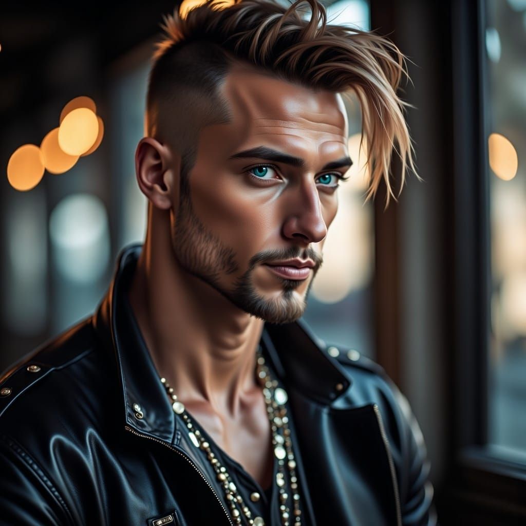 Portrait of a Handsome Man with Mohawk