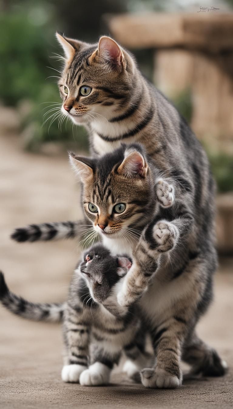 Mother Cat Carries Kitten