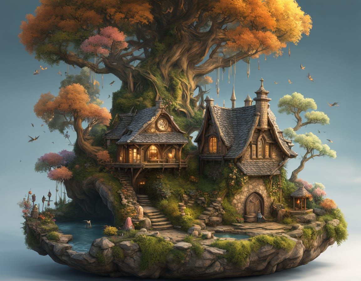 Teacup Garden: A Watercolor Fantasy Dreamscape