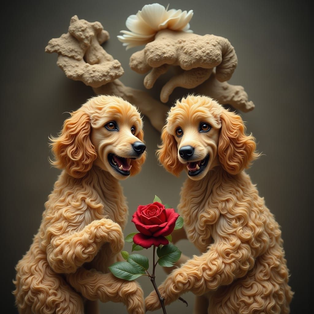 Cursed Alien Poodles in Surreal Inception Style