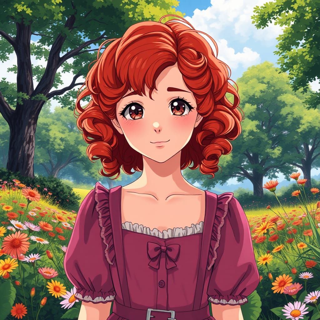 Anne Shirley in Anime Style Landscape