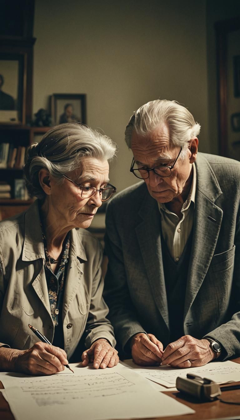 Elderly Couple in Cinematic Film Still