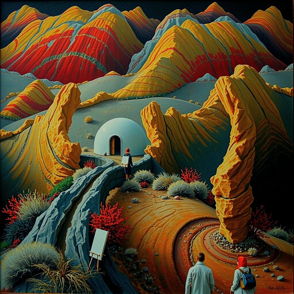 Dreamscape Hills in Amber Light with Creative Pilgrims