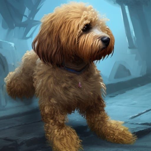 Cute Cockapoo Dog in Detailed Fantasy Art