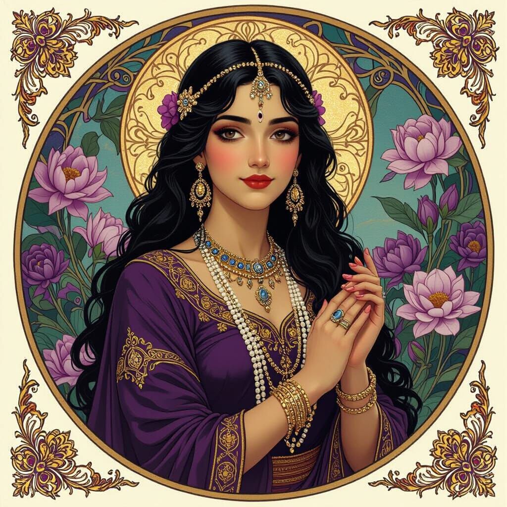 Kali as Saint Cecilia in Art Nouveau Style