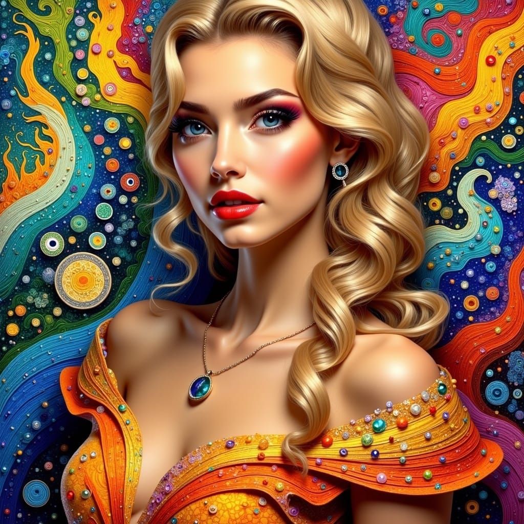 Woman in Gown with Klimt and Matisse Influences