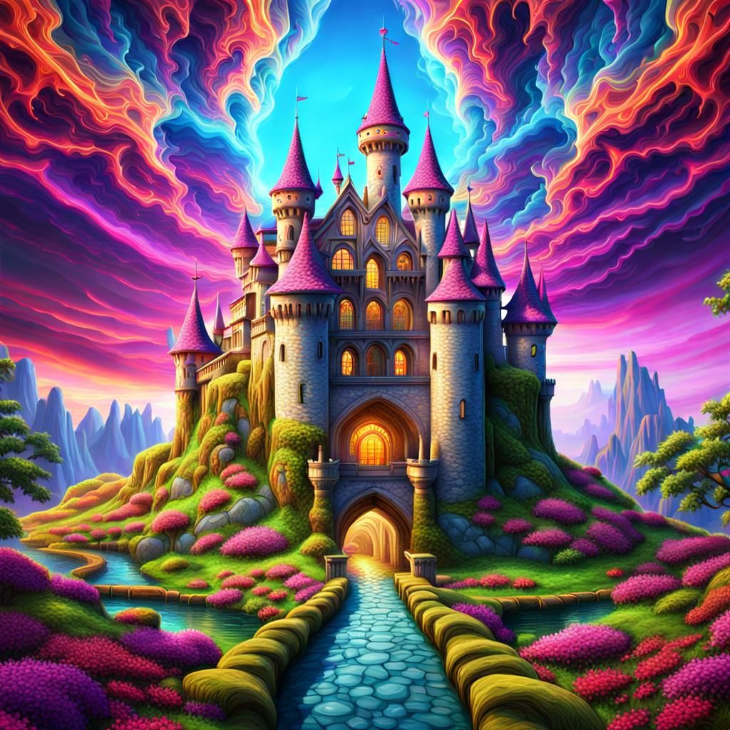 Psychedelic fantasy castle