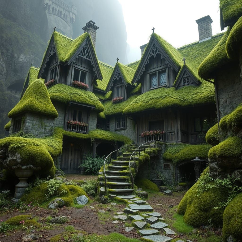 Ancient Houses Reclaimed by Nature in a Mystical, Emerald-Gr...