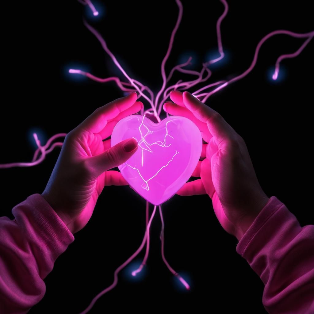 Fluorescent Pink Heart in Hyperrealistic Photo