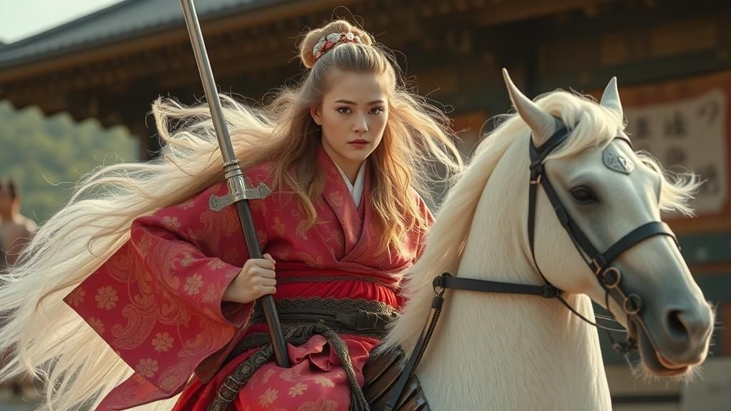 Japanese Goddess and Zeus on Pegasus