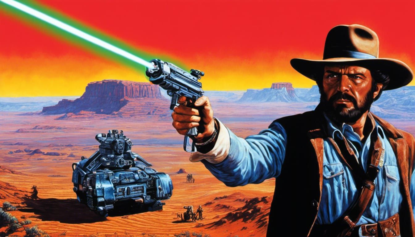 Space Spaghetti Western Gunman in Comic Book Art