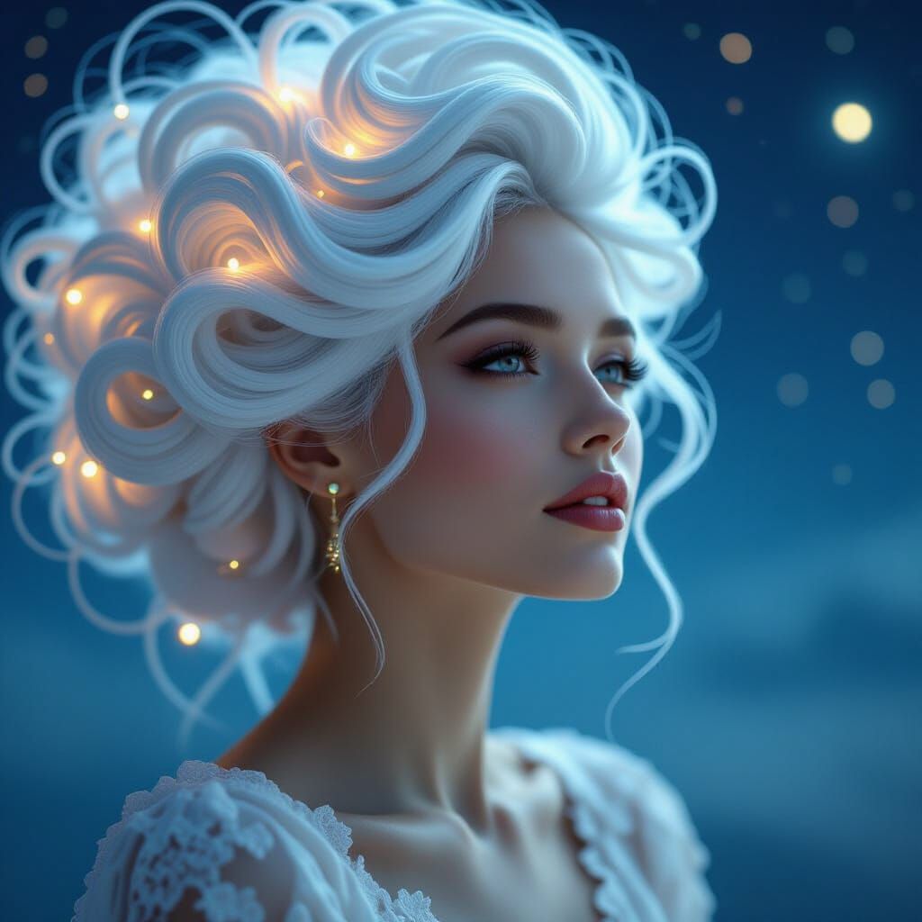 Serene Italian Woman Portrait in Soft Focus Digital Art