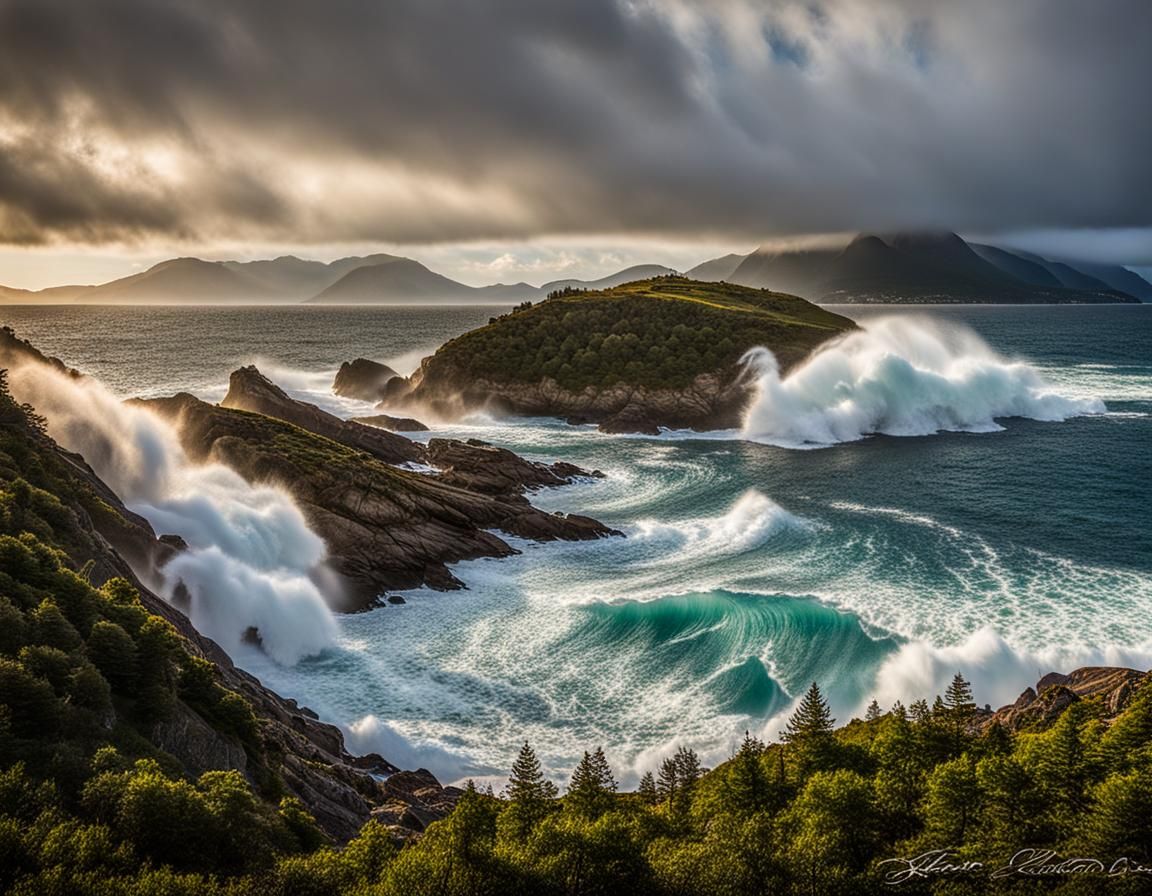 Ornate Waves Crashing on Shore: Nikon D850 Lens
