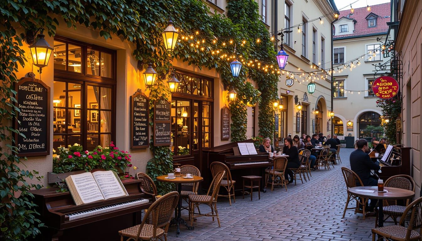 Enchanting Krakow Cafe on Cobblestone Street