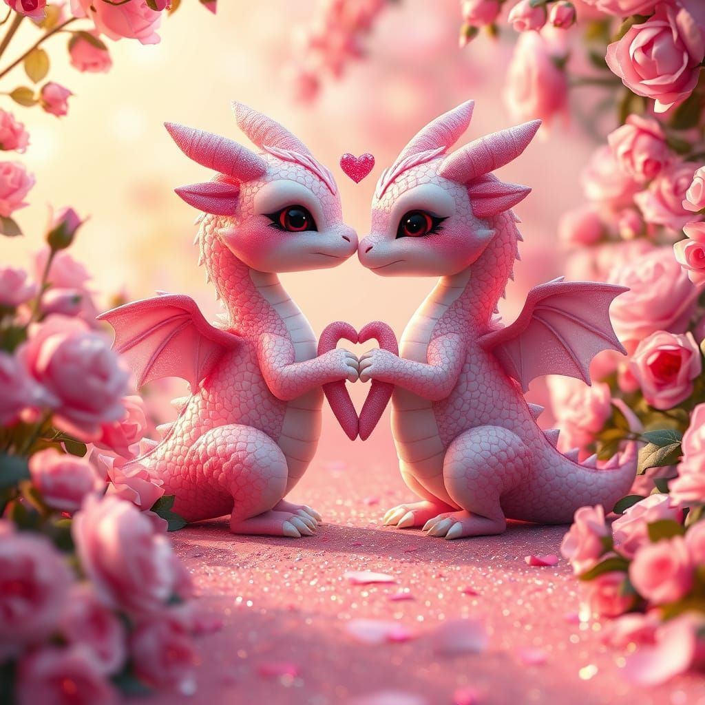 Pastel Dragons in Whimsical Heart Formation