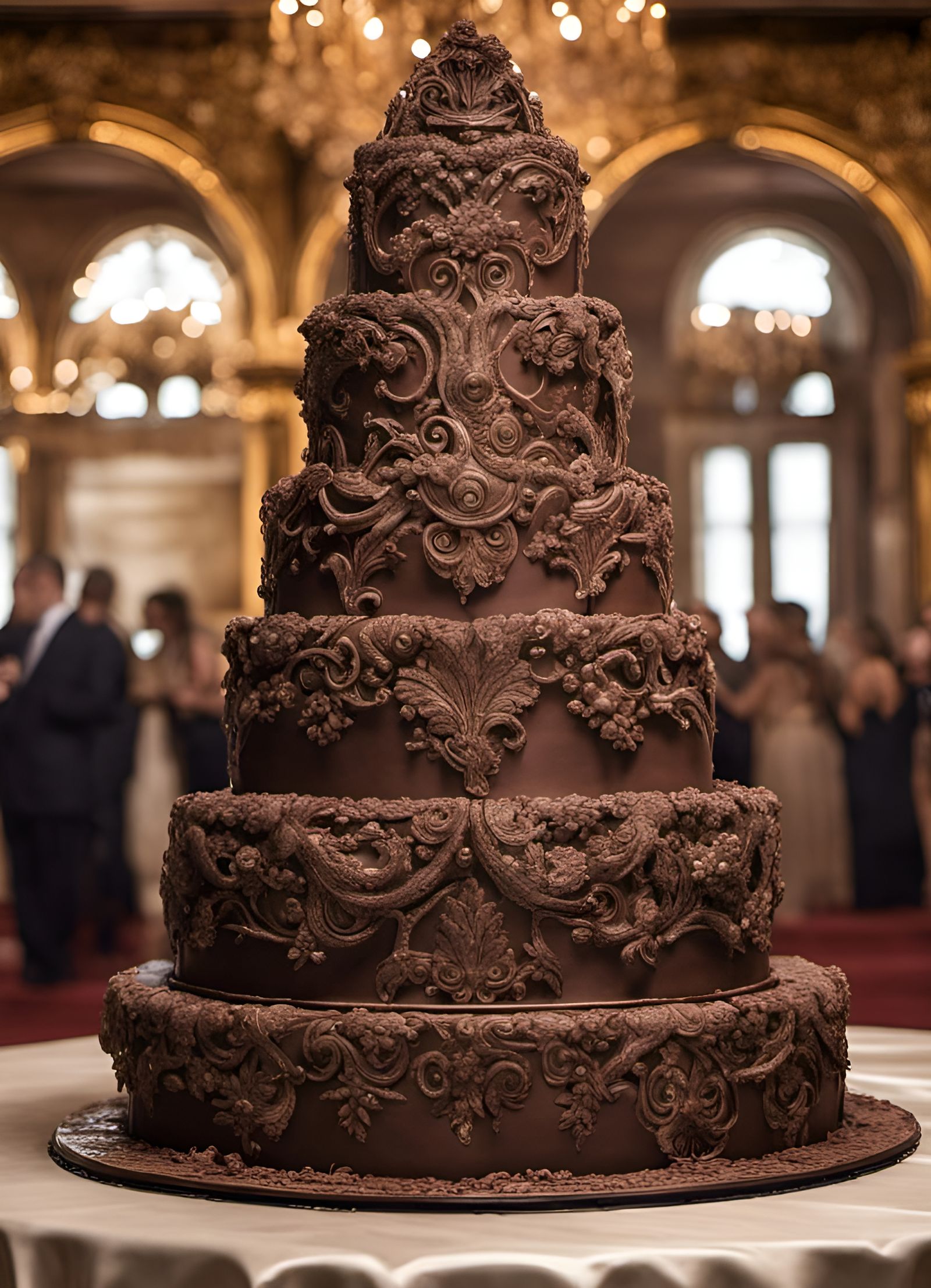 Exquisite Chocolate Wedding Cake in Surrealist Style