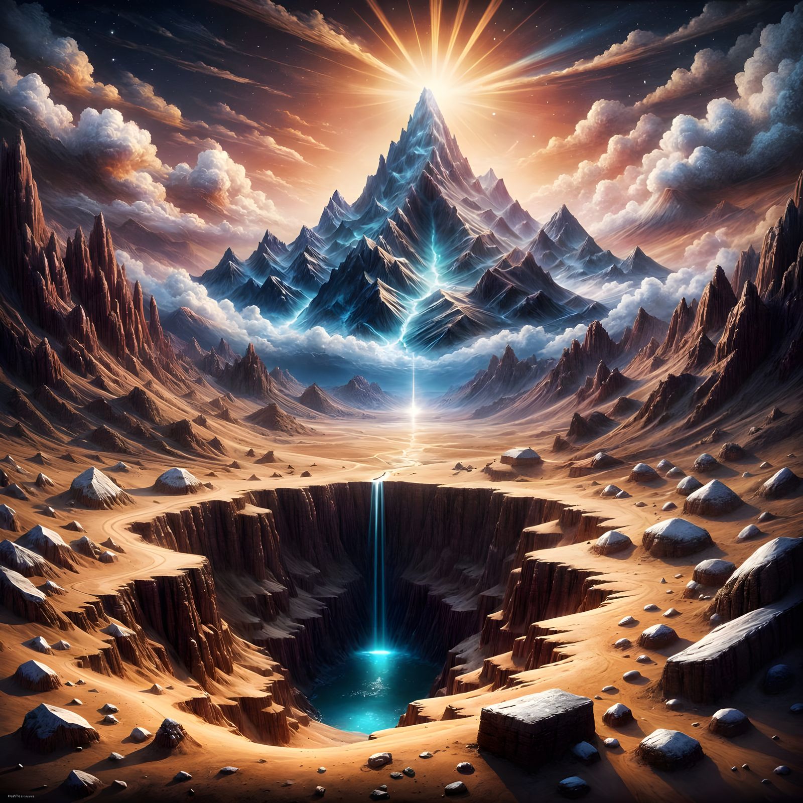 Luminous Desert Landscape at Dusk