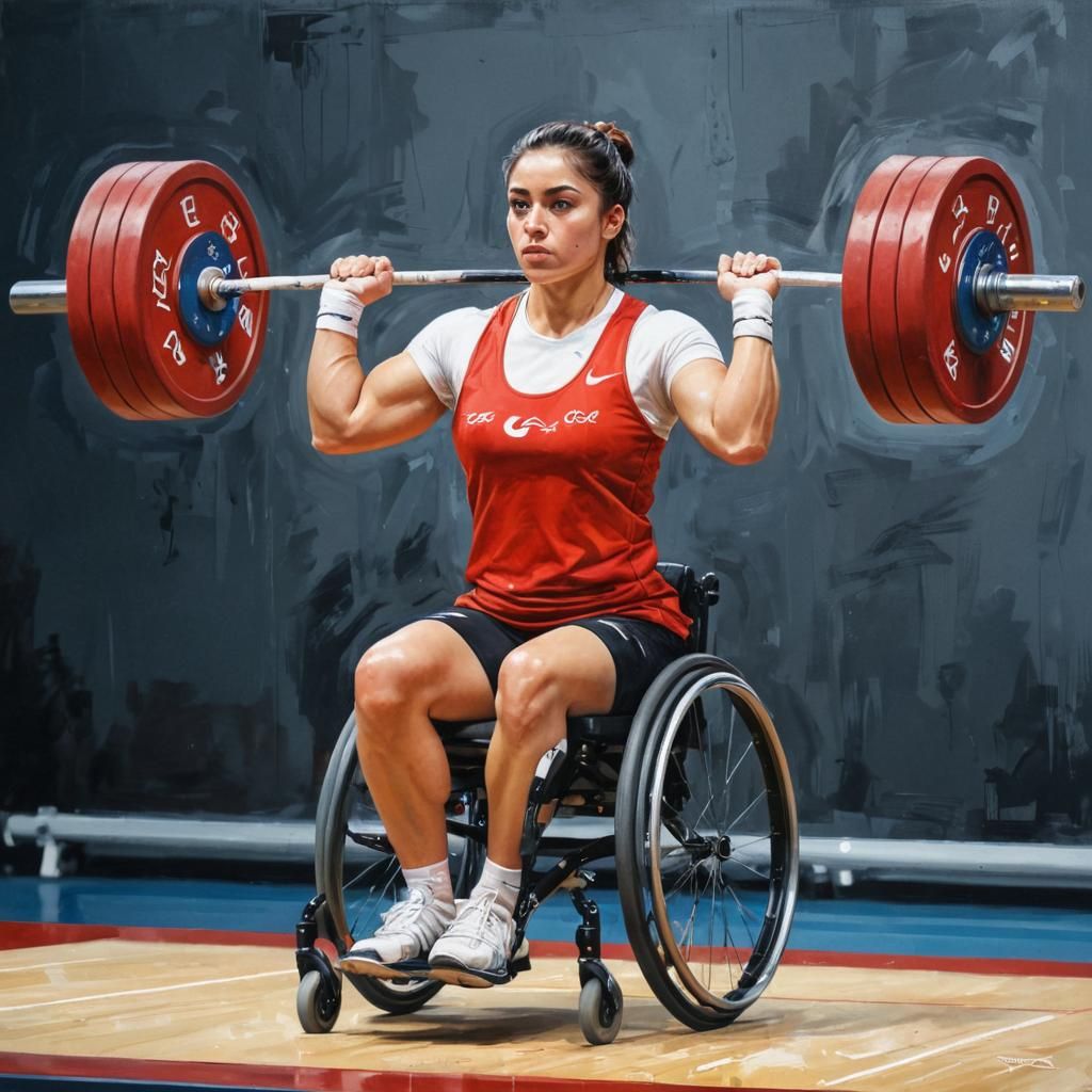 Paralympic Weightlifter: Acrylic Painting in Classical Style
