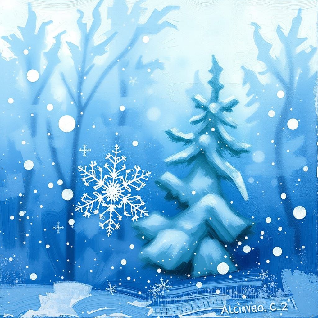 Glittering Snowflake Drifts in Winter Storm