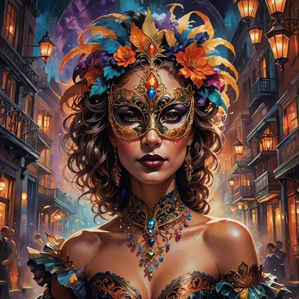 Masquerade Ball on Bourbon Street in Art Nouveau Style