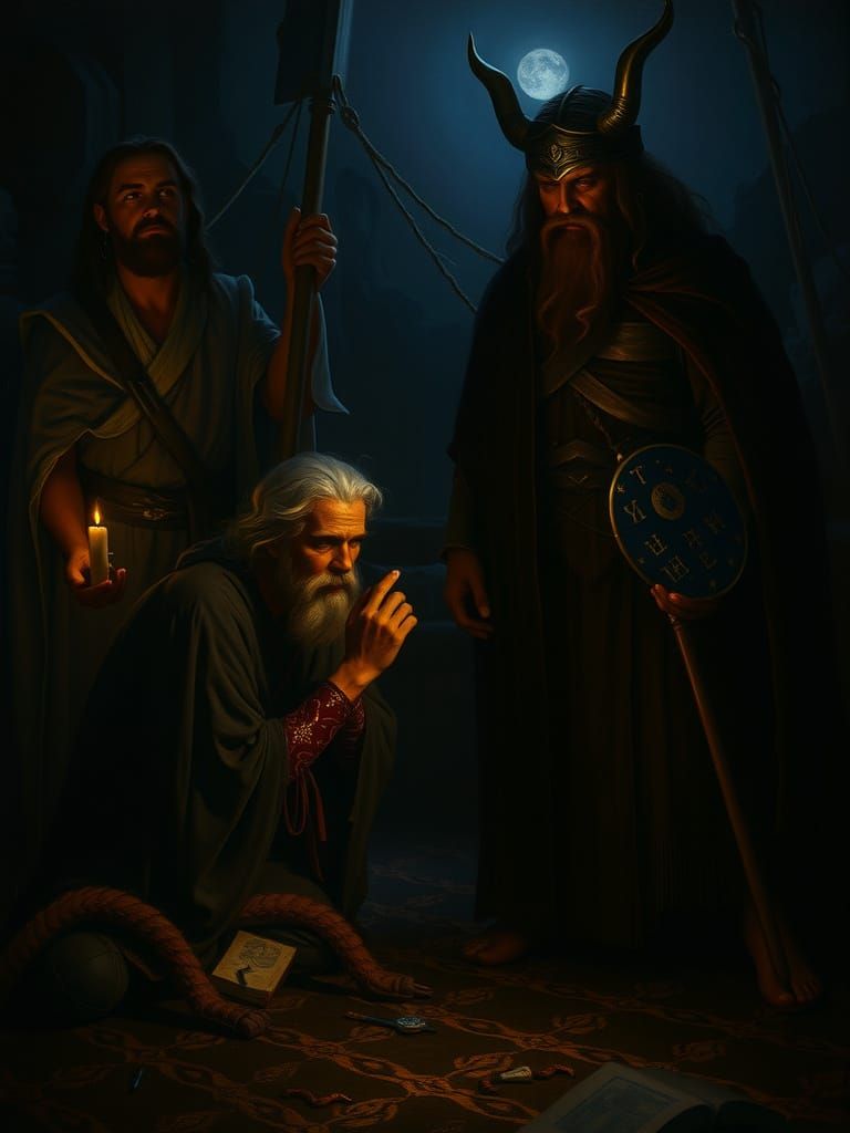 God of Heaven Meets Norse God Odin in Pagan Dark Norse Envir...