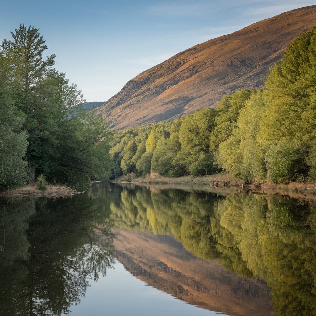 Serene River Landscape Reflects Nature's Beauty