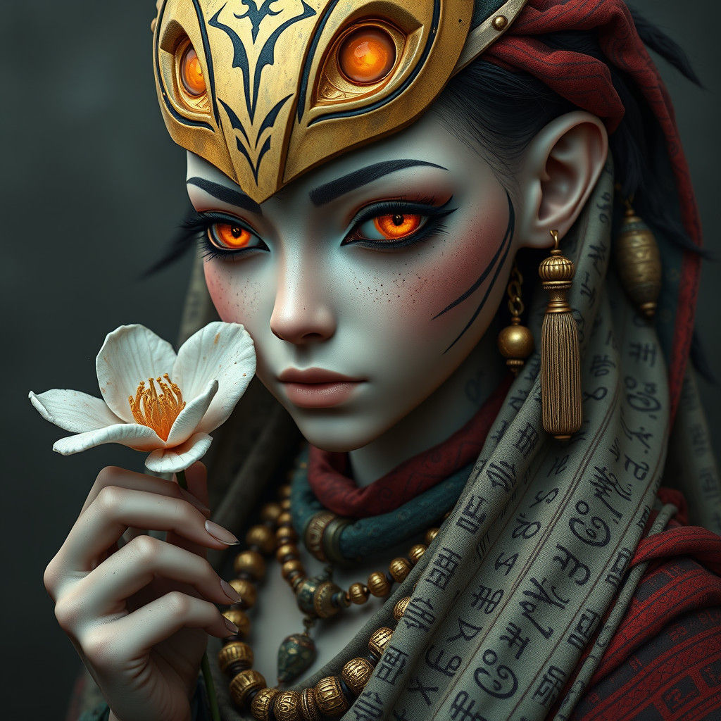 Mystical Being at Crossroads in Dreamlike 3D Realm