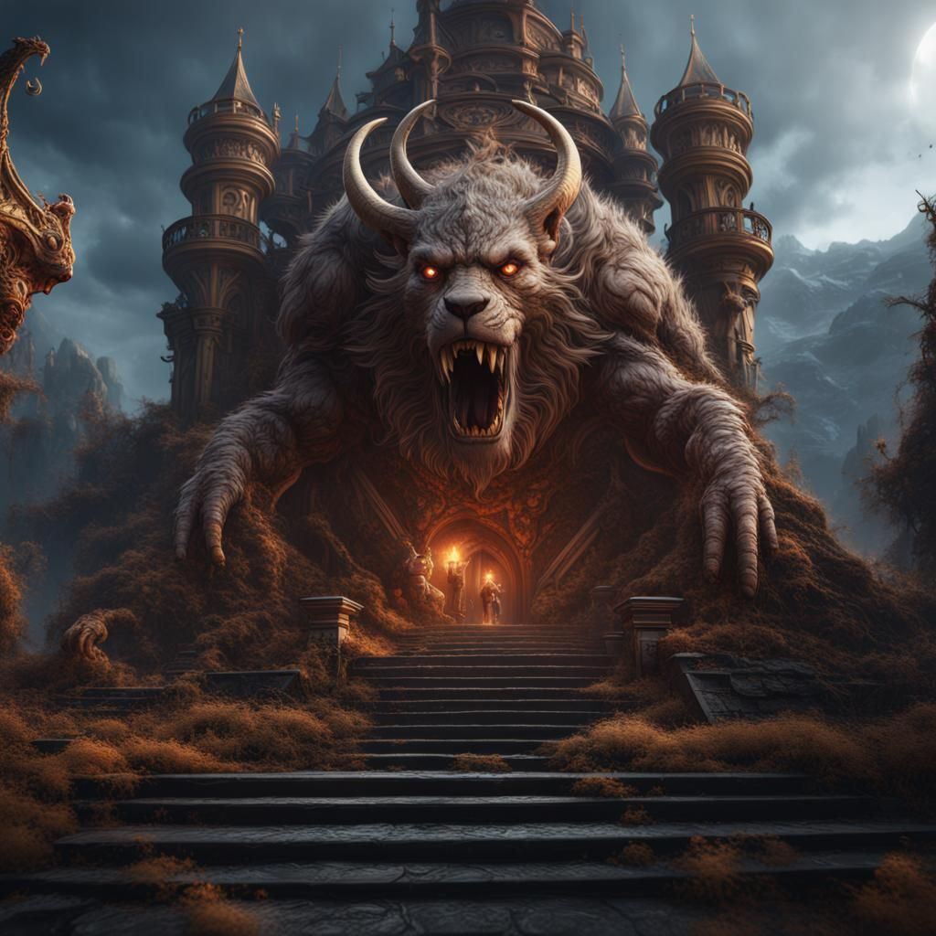 Rescue from the Beast's Tail in Detailed Matte Painting