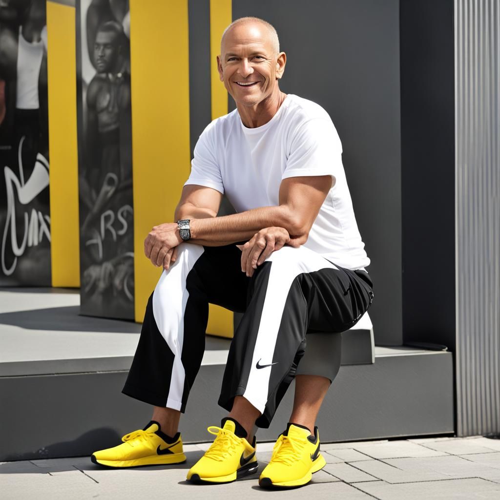 Colorful Graffiti Art Portrait of Smiling Man