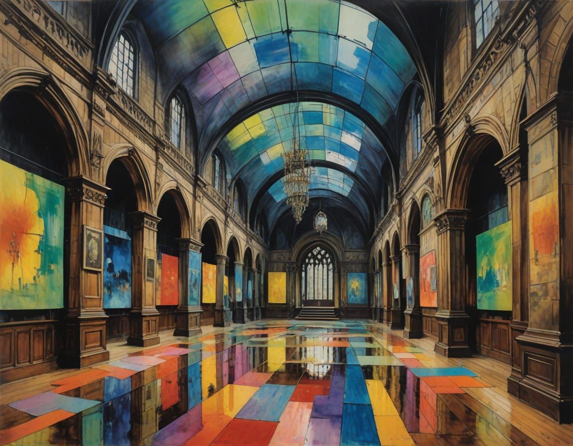 Surreal Medieval Architecture in Cyberdelic Dreamscape