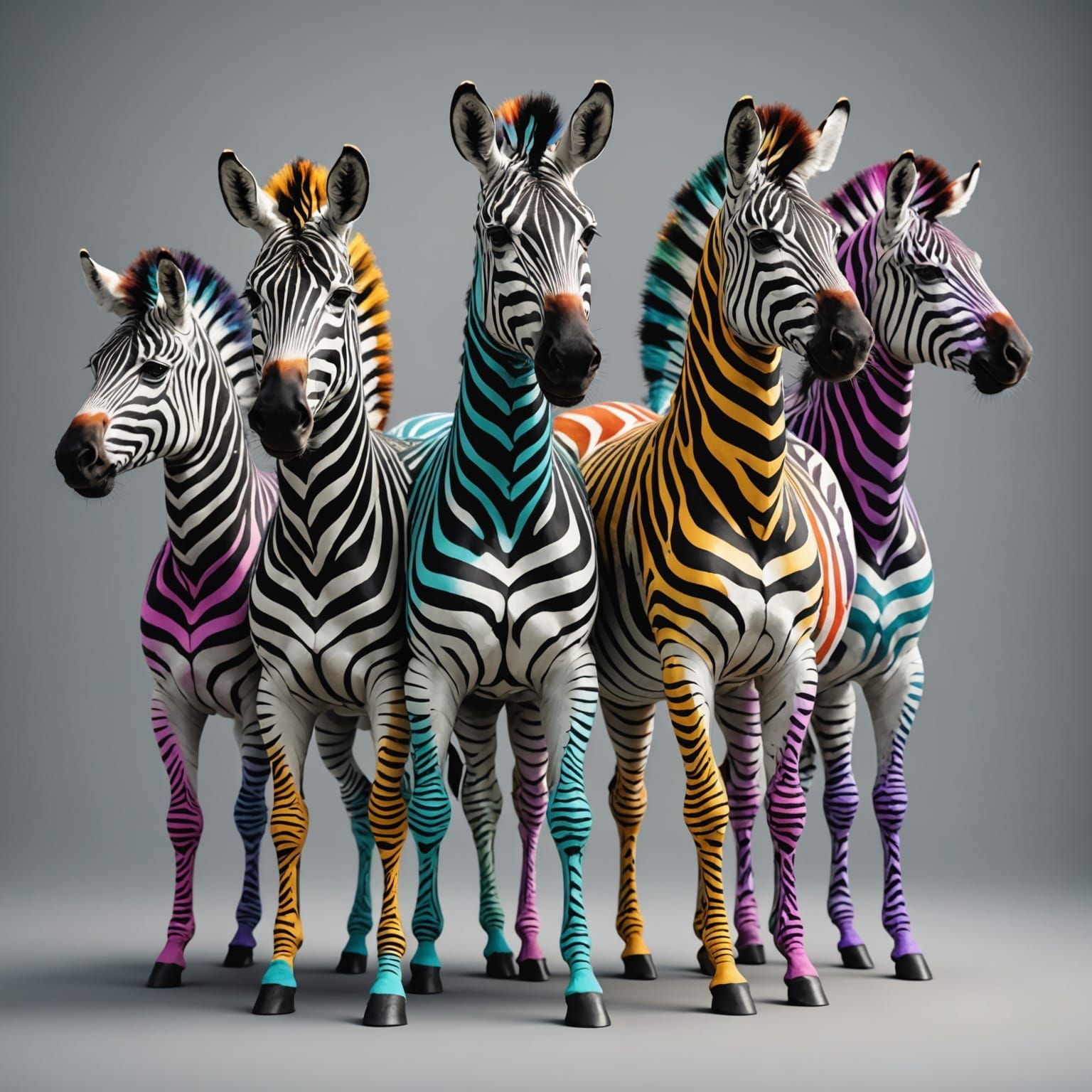 Colorful Abstract Zebras in Geometric Harmony