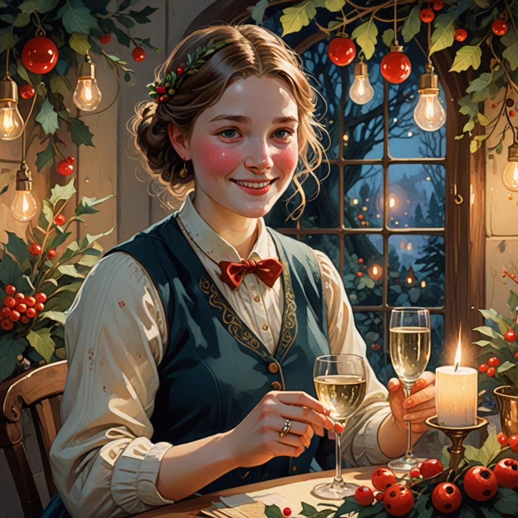 Whimsical Winter Wonderland with Toasting Lady