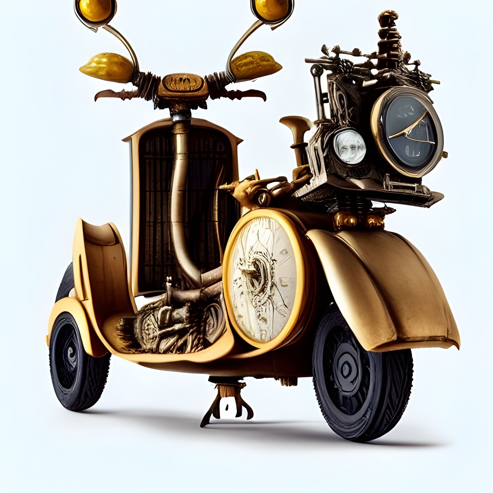 Intricate Steampunk Mechanical Vespa in 4K