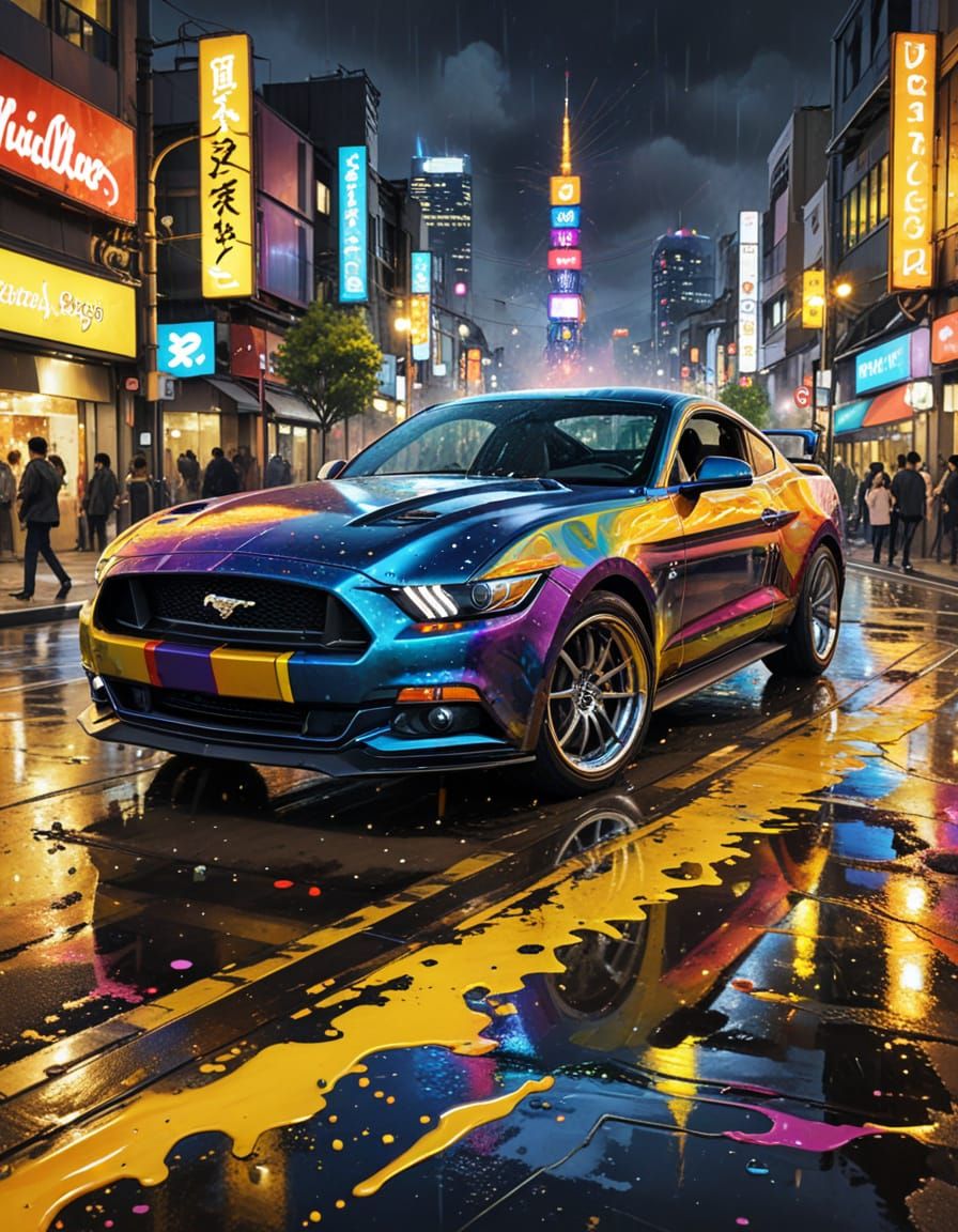 Liquid Mustang in Rainbow Dress, Steampunk Tokyo