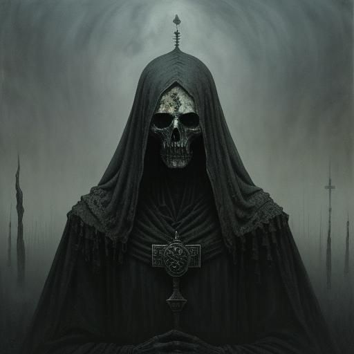 Eerie Chess Figure in Dark Fantasy Illustration