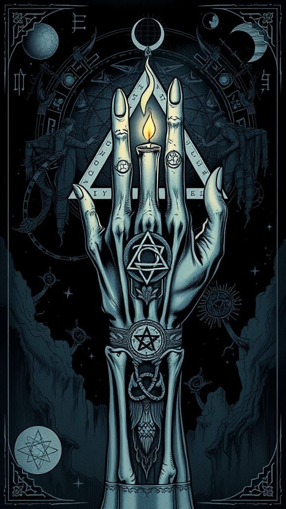 Eerie Hand of Glory with Mystical Symbols