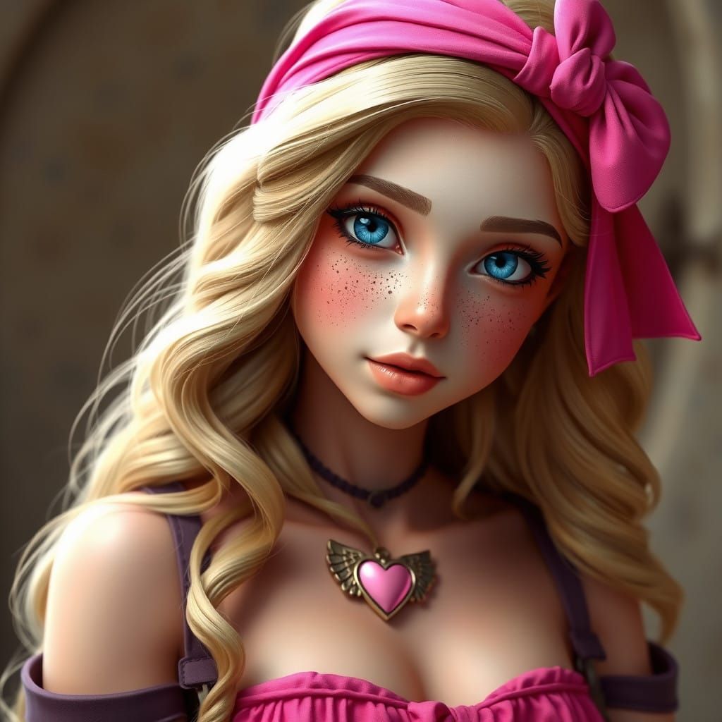 Fantastical Pink Beauty in Whimsical Fantasy Style